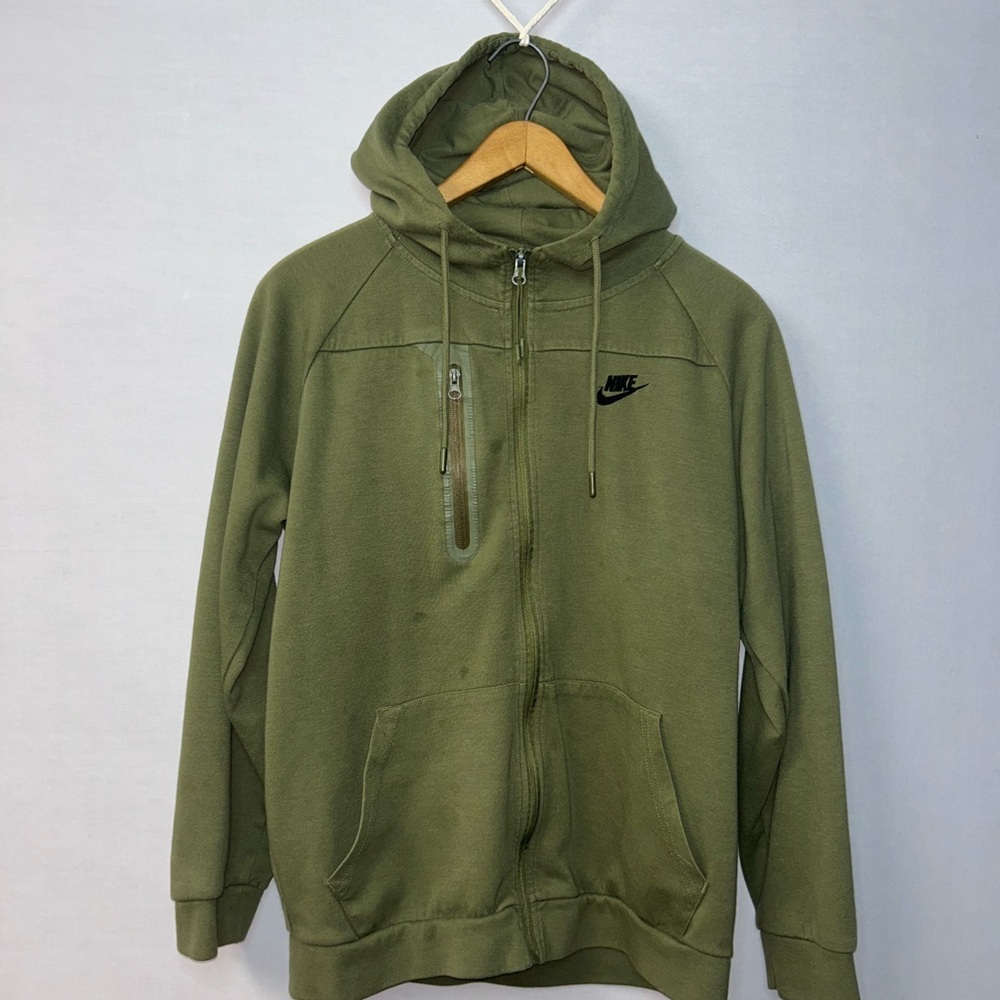 Nike Men’s Olive Zip-Up Hoodie — Size Medium